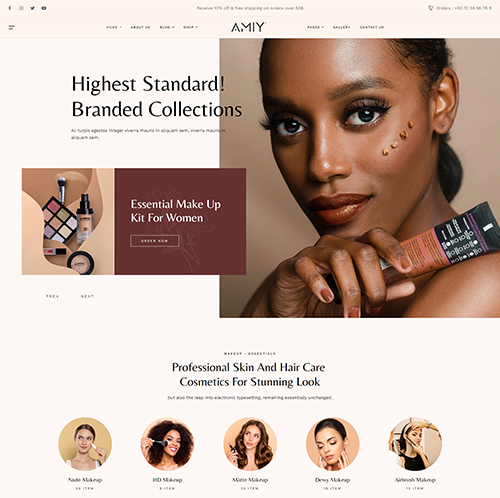 Website design portfolio highlighting beauty brand aesthetics.