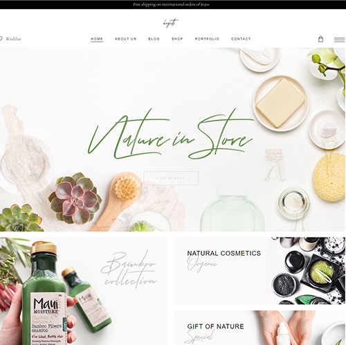 Nature store WordPress theme showcasing branding design portfolio.