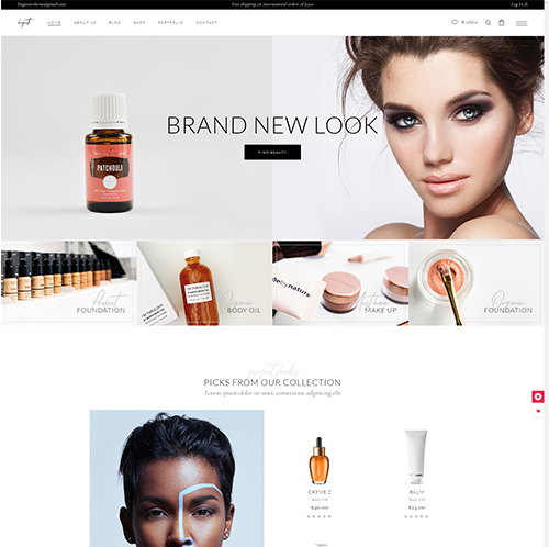 Portfolio page displaying a woman's face prominently.