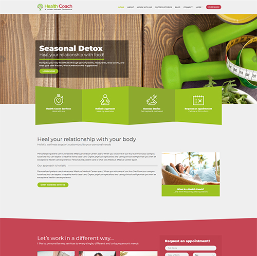 Fitness center website design highlighting branding elements.