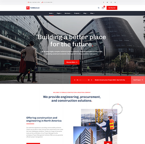 Website design portfolio for a construction company branding.