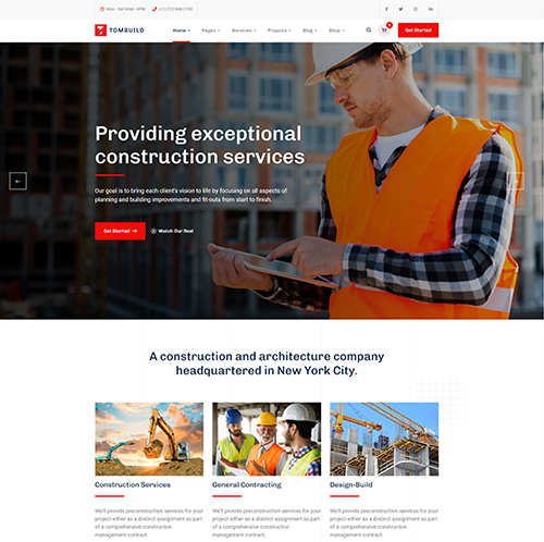 Construction website design portfolio showcasing branding elements.
