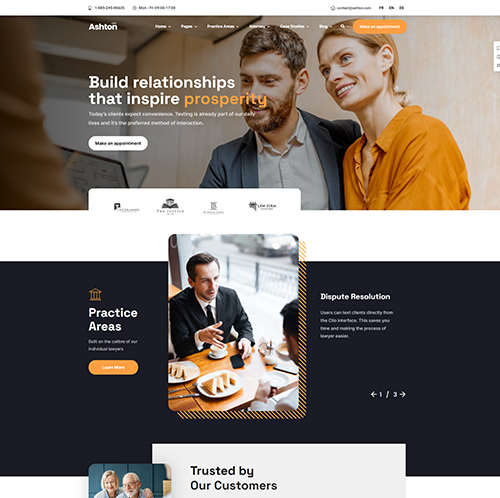 Website design portfolio featuring a couple at a table.
