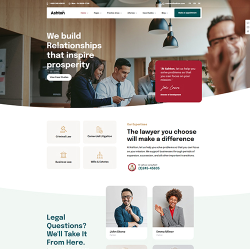 Professional web design for a law firm portfolio.
