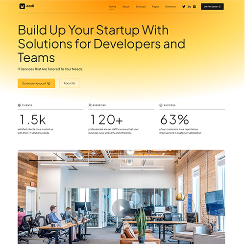 Startup company website showcasing innovative branding design portfolio.