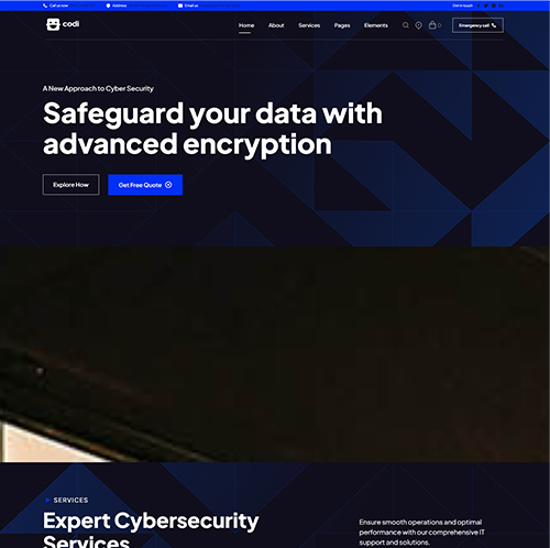 Cyber security branding showcased in website design portfolio.