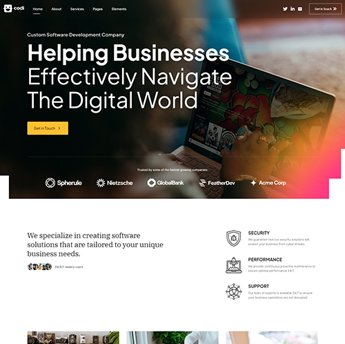 Website design for a digital agency showcasing branding.