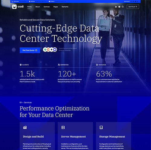 Showcase of web design focused on edge data technology.