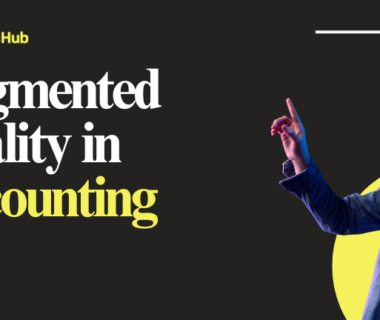 An accountant using augmented reality technology to visualize financial data and enhance analysis in a modern workspace.