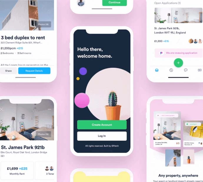 Various mobile app icons showcased, representing a graphic design portfolio.