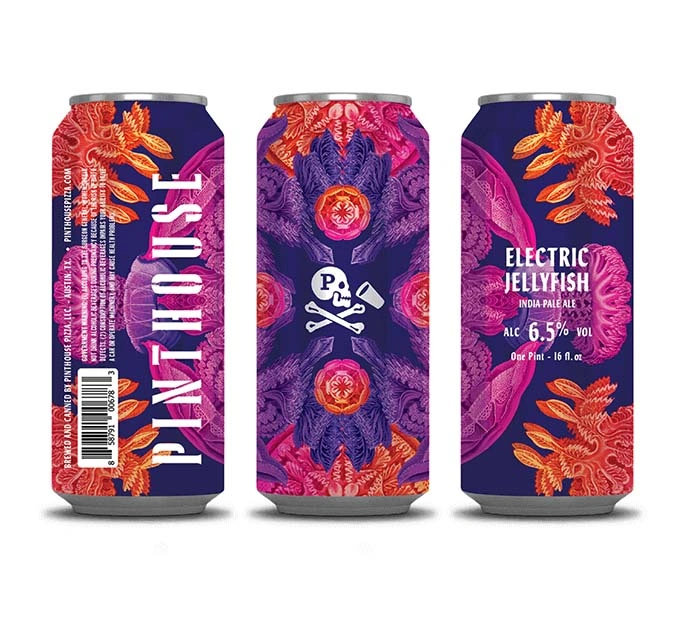 Electric can featuring a pantherhouse design, showcasing a hellish aesthetic in graphic art.