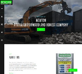 Website design showcasing a construction company's portfolio and graphic design elements.